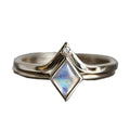 Simple European Style Stackable Couple Rings With Faux Moonstone Rhombus Geometric Vintage Design view 4