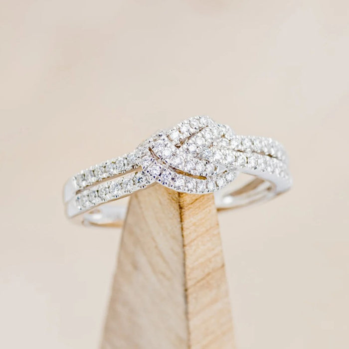 Twisted Thread Wrap Design Ring, Light Luxury Double Layer Micro Pave Versatile Finger Ring