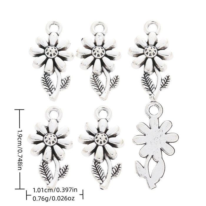 Antique Silver Zinc Alloy Flower Charm Pendant for DIY Necklace Bracelet Jewelry Making