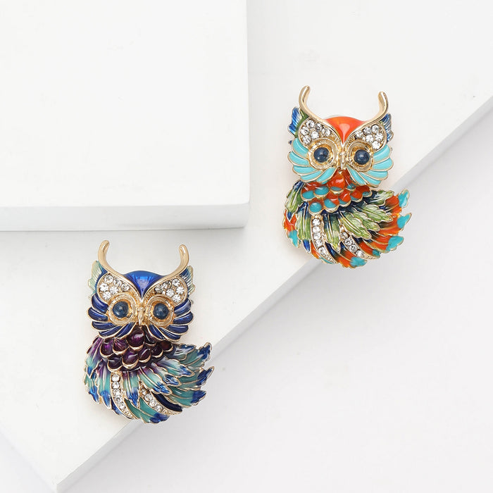 Alloy Enamel Owl Brooch Pin For Women's Suits And Cardigans