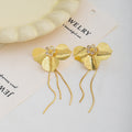 Elegant Silver Alloy Petal Flower Rhinestone Long Tassel Statement Two-Way Stud Earrings view 4