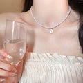 Gold Plated Faux Pearl Beaded Bow Necklace For Women, Elegant Versatile Collarbone Jewelry view 3
