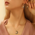 Elegant Luxury Black Enamel Crescent Moon And Star Rhinestone Zircon Alloy Drop Dangle Fashion Earrings view 1