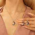 Elegant Luxury Black Enamel Crescent Moon And Star Rhinestone Zircon Alloy Drop Dangle Fashion Earrings view 5