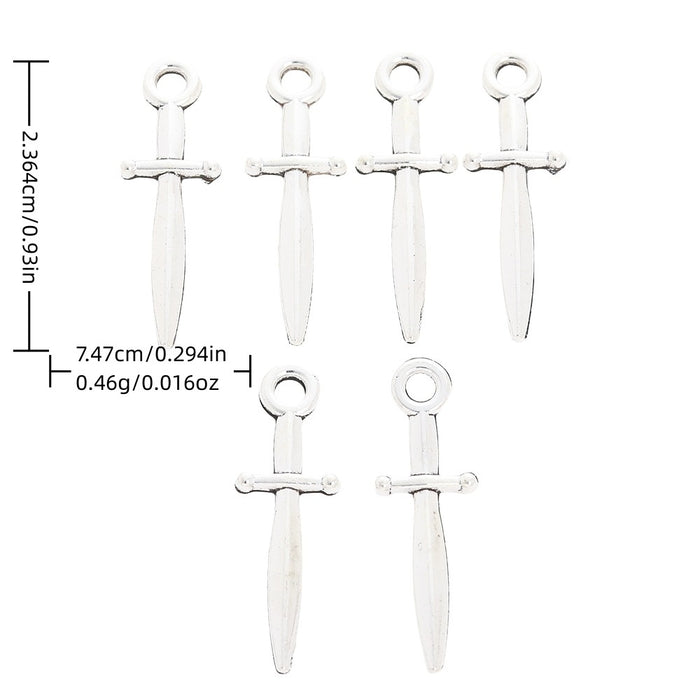 Antique Silver Zinc Alloy Knife Charm Pendant for DIY Necklace Bracelet Jewelry Making