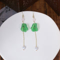 Vintage Chinese Style Asymmetric Lotus Flower Leaf Pearl Tassel Alloy Chain Elegant Drop Earrings view 2