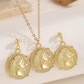 Vintage Round Portrait Coin Pendant Alloy Rhinestone Geometric Luxury Drop Earrings view 2