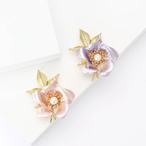 Elegant Alloy Enamel Rhinestone Daffodil Brooch Pin For Women's Apparel