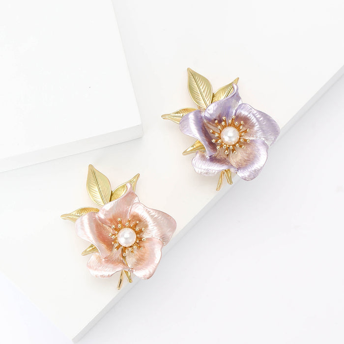 Elegant Alloy Enamel Rhinestone Daffodil Brooch Pin For Women's Apparel