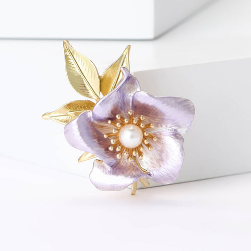Elegant Alloy Enamel Rhinestone Daffodil Brooch Pin For Women's Apparel