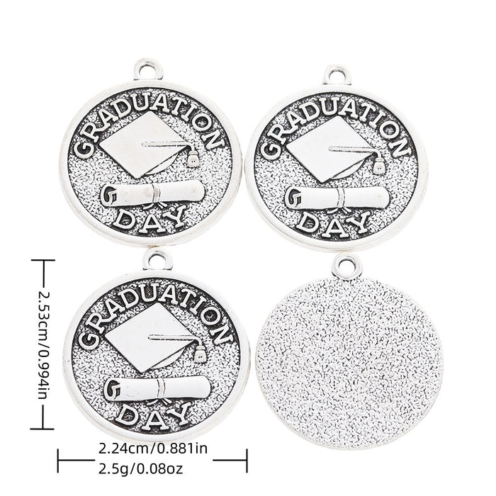 Antique Silver Zinc Alloy Graduation Medal Charm Pendant for DIY Necklace Bracelet Jewelry Making