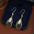 Luxury Geometric Oval Rhinestone Tassel Drop Alloy Hook Earrings For Women Elegant Vintage Earrings view 4