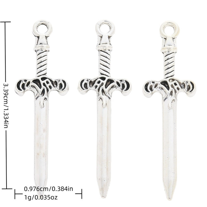 Antique Silver Zinc Alloy Sword Charm Pendant for DIY Necklace Bracelet Jewelry Making