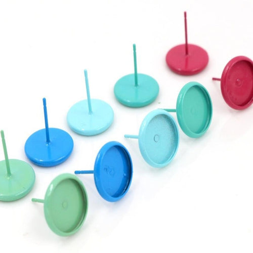 10mm Tray Stud Earring Pins Base Findings For DIY Earrings Jewelry Accessories Without Backs