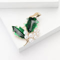 Alloy Pearl Leaf Brooch Pin For Women Suit Cardigan Decoration view 3