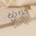 Elegant Rhinestone Crystal Butterfly Pearl Dangle Ear Cuff Clip No Piercing Luxury Women's Earrings view 1