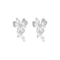 Elegant Rhinestone Crystal Butterfly Pearl Dangle Ear Cuff Clip No Piercing Luxury Women's Earrings view 5