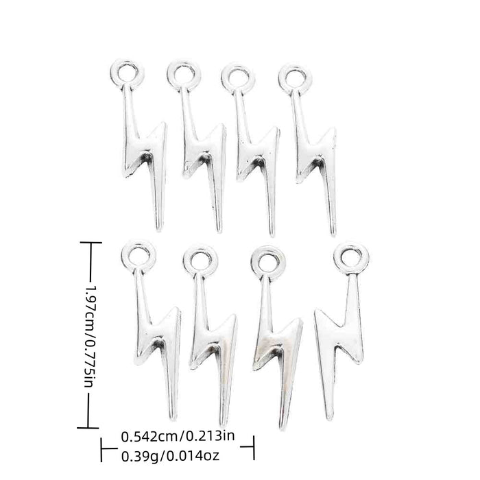 Antique Silver Zinc Alloy Lightning Bolt Charm Pendant for DIY Necklace Bracelet Jewelry Making