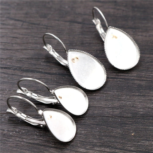 Stainless Steel Teardrop Earring Base For DIY French Hook Leverback Earring Findings 1g Earrings