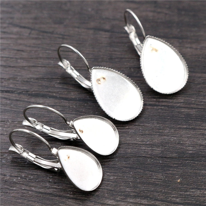 Stainless Steel Teardrop Earring Base For DIY French Hook Leverback Earring Findings 1g Earrings