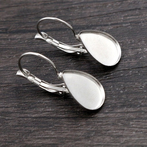 Stainless Steel Teardrop Earring Base For DIY French Hook Leverback Earring Findings 1g Earrings
