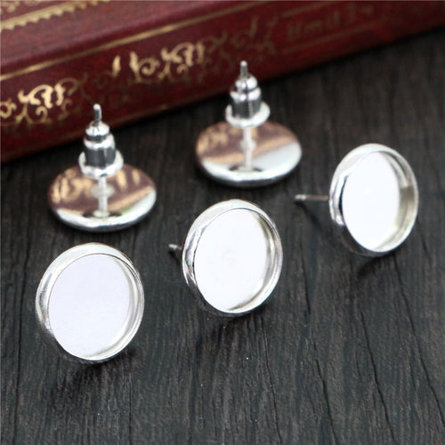 Flat 8/10/12mm Tray Stud Earring Posts DIY Jewelry Findings Without Ear Backs Stud Earrings