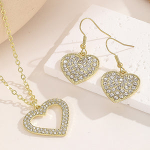 Elegant Luxury Gold Alloy Heart Shaped Drop Dangle With Sparkling Rhinestone Crystal Pave Earrings