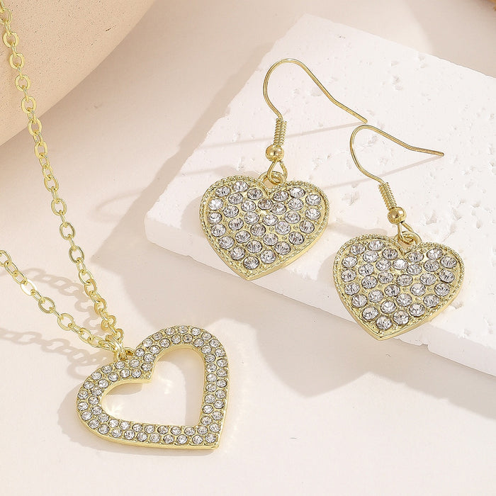 Elegant Luxury Gold Alloy Heart Shaped Drop Dangle With Sparkling Rhinestone Crystal Pave Earrings
