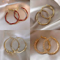 Gold Plated Silver Post Geometric Butterfly Faux Pearl Chic Hoop Earrings view 2