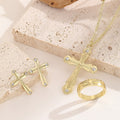 Elegant Silver Alloy Rhinestone Cross Stud Earrings For Women, Luxury European Minimalist Fashion Earrings view 3