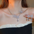 Light Luxury Colorful Flower Zircon Copper Clavicle Necklace For Women view 2
