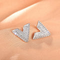 Fashion V Letter Stud Earrings With Micro Pave Detail Elegant Statement Jewelry For Women view 3
