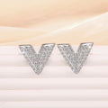 Fashion V Letter Stud Earrings With Micro Pave Detail Elegant Statement Jewelry For Women view 5