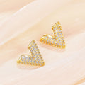 Fashion V Letter Stud Earrings With Micro Pave Detail Elegant Statement Jewelry For Women view 2