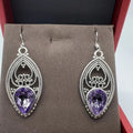 Vintage Alloy Hollow Purple Drop Earrings With Floral Design Cross Border Statement Ear Hooks view 5
