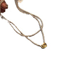 French Style Double Layer Faux Pearl Necklace With Geometric Round Ring Clasp view 5