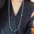 French Style Double Layer Faux Pearl Necklace With Geometric Round Ring Clasp view 3