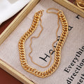 European American Statement Chain Necklace Punk Double Layer Collarbone Chain For Women view 3