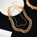 European American Statement Chain Necklace Punk Double Layer Collarbone Chain For Women view 1