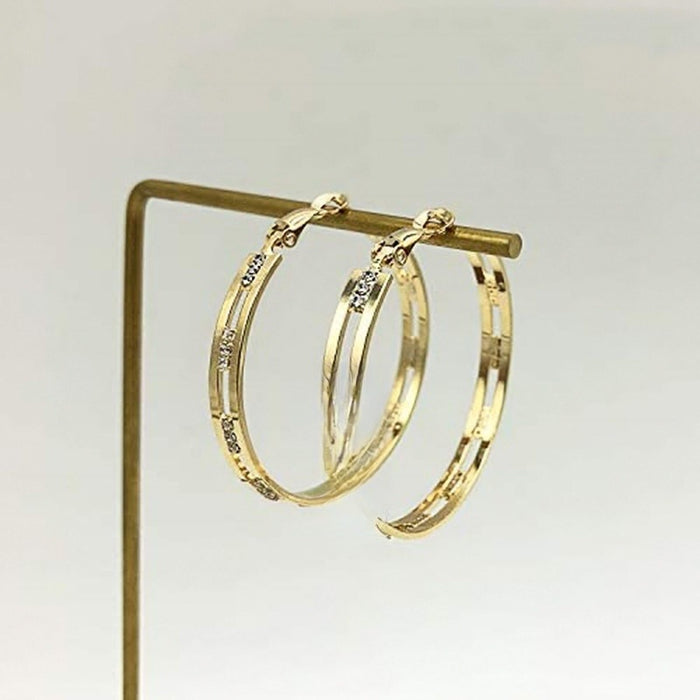 Bold European Style Hoop Earrings For Women Career Line Design Micro Paved Fashion Jewelry