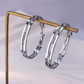 Bold European Style Hoop Earrings For Women Career Line Design Micro Paved Fashion Jewelry view 2