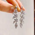 Light Luxury Long Leaf Drop Earrings For Women, European American Celebrity Style Fashion Jewelry view 1