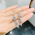 Light Luxury Long Leaf Drop Earrings For Women, European American Celebrity Style Fashion Jewelry view 3
