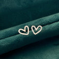 Korean Hollow Heart Stud Earrings Micro Paved Sweet Simple Heart Jewelry For Women view 7