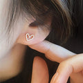 Korean Hollow Heart Stud Earrings Micro Paved Sweet Simple Heart Jewelry For Women view 5