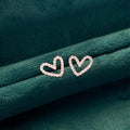 Korean Hollow Heart Stud Earrings Micro Paved Sweet Simple Heart Jewelry For Women view 8