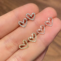 Korean Hollow Heart Stud Earrings Micro Paved Sweet Simple Heart Jewelry For Women view 2