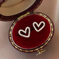 Korean Hollow Heart Stud Earrings Micro Paved Sweet Simple Heart Jewelry For Women view 1