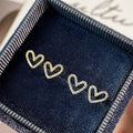 Korean Hollow Heart Stud Earrings Micro Paved Sweet Simple Heart Jewelry For Women view 3