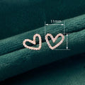 Korean Hollow Heart Stud Earrings Micro Paved Sweet Simple Heart Jewelry For Women view 4